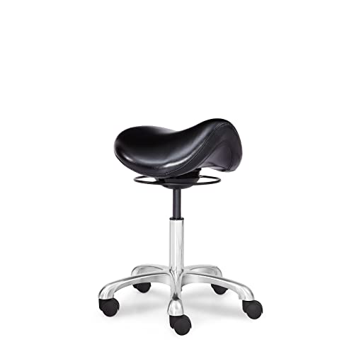 Image of Saddle Stool Swivel Height Adjustable with Wheels Wobble Rolling Stool for Medical Massage Salon Kitchen Spa Drafting Lab Clinic Dentist, Ergonomic Hydraulic Seat Chair Office Stool