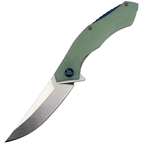 Eafengrow Moon Tactical Hunting Folding Knife with D2 Blade G10 Handle Pocket Knife Outdoor Tool (Moon-Cyan)