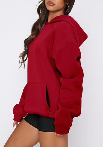 onlypuff Women Pullover Sweatshirt Long Sleeve Hoodies Kangaroo Pocket Fleece Basic Sweater