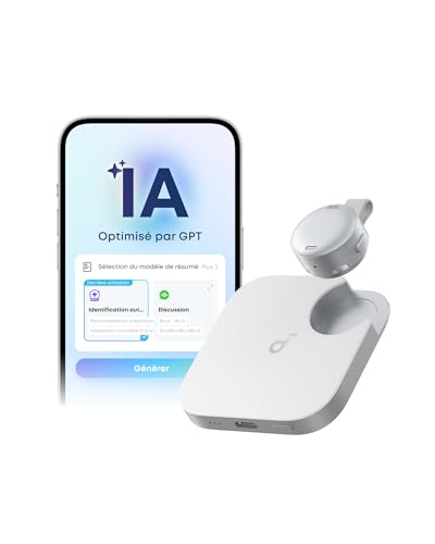 Enregistreur vocal portable IA soundcore Work 64 Go avec résumés automatiques