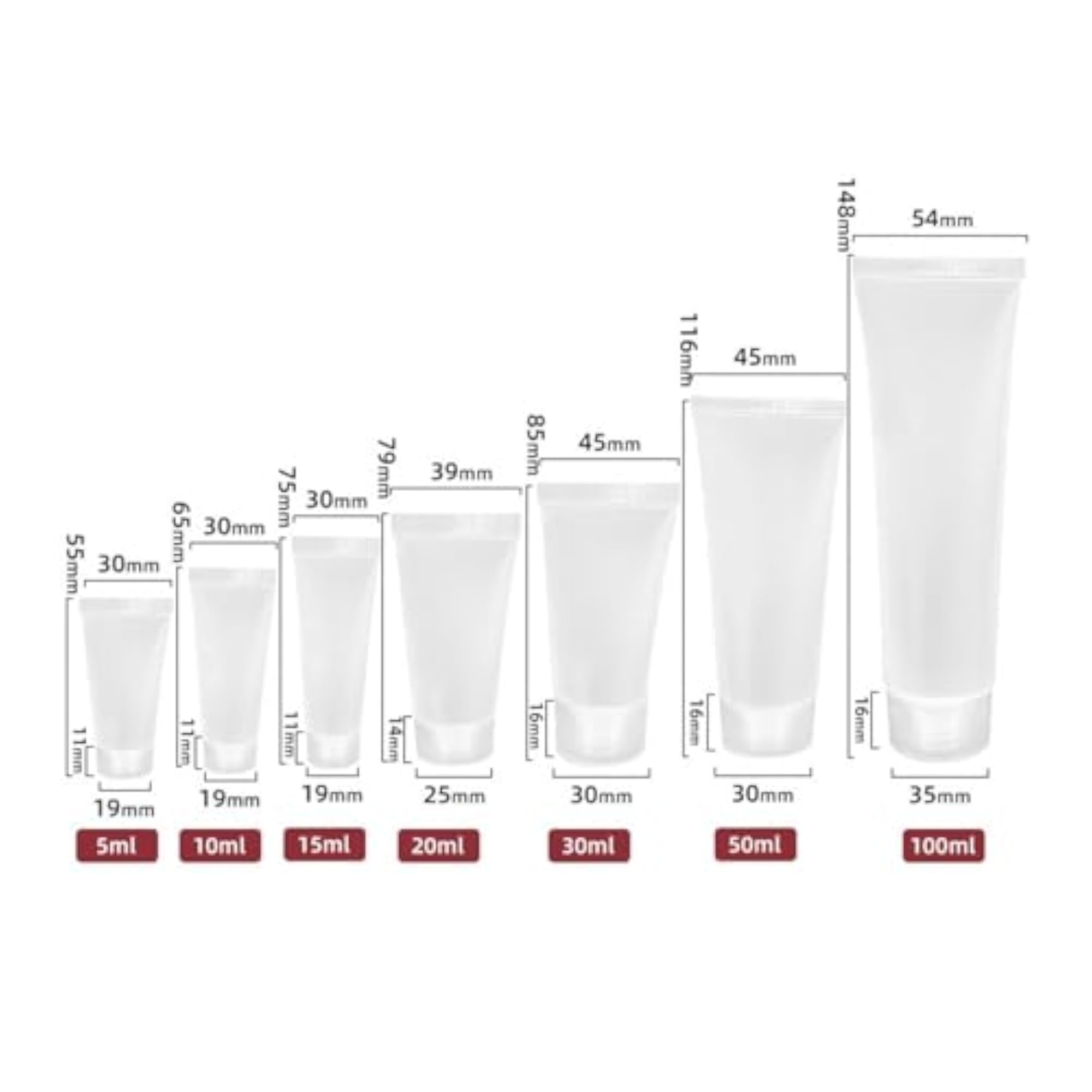 2x6 Pieces Makeup Sample Soft Container Tube Bottle for Split Shampoo Cleanser