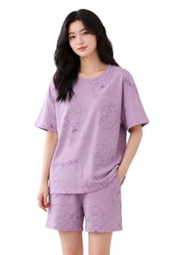 Image of Celary Korean Women's Pyjama Set|Cute Printed T-Shirt & Shorts Set|Soft Cotton Blend Women Night Suit Sleepwear| Shorts Set for Women