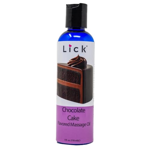 Lick Chocolate Cake Decadence Flavored Massage Oil – Edible, Luxurious, Body Safe for Intimacy, 4 oz