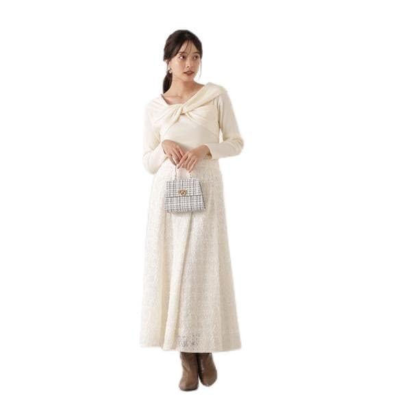 [プロポーション ボディドレッシング] 立体レースフレアスカート 25AW