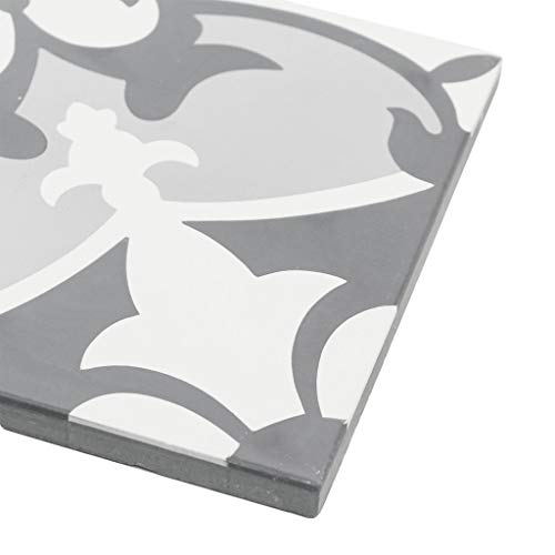Mto0553 Classic 8X8 Floral White Gray Light Gray Matte Cement Tile (Sample Swatch) #TOP1