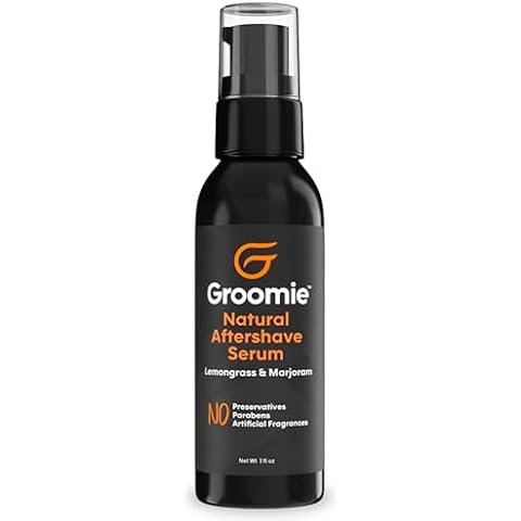 Groomie Natural Aftershave Serum for Bald Men - Mens Skin Care and After Shave for Head, Neck, Face & Chin - Soothing Balm to Tend Skin and Prevent Bumps and Razor Burn After Hair Removal - 1 OZ Cover