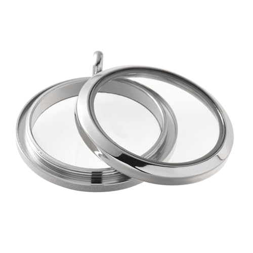 FM FM42 Stainless Steel 30mm/1.18" Diameter Glass Locket Pendant Charm, Pack of 43