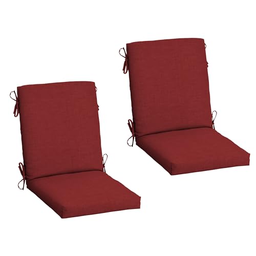 Arden 2-Pack Patio Dining Outdoor Chair Cushions 20x44 Rain-Proof Seat Pad Fade-Resistant Outdoor Cushion Ruby Red Leala