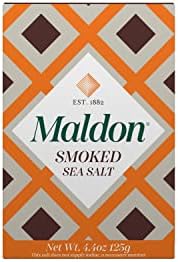 Maldon Salt, Smoked Sea Salt Flakes, 4.4 oz (125 g), Kosher, Natural, Gently Smoked Over Oak, Handcrafted, Gourmet, Pyramid Crystals