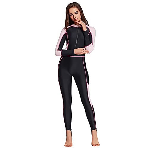 Bañador de una pieza rosa L rash guard mujer con capucha y control de abdomen