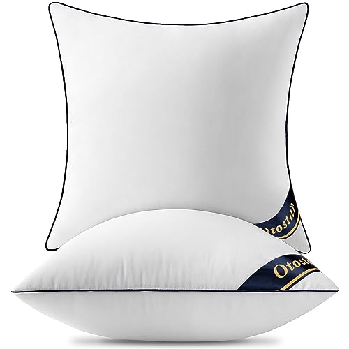 OTOSTAR Pack of 2 Throw Pillow Inserts 16x16 Inch Decorative Throw Pillows with 100% Cotton Cover Couch Square Pillow Inserts Pillows Bed Pillows Stuffer Sofa Chair Cushion Pillows Decorative Pillows