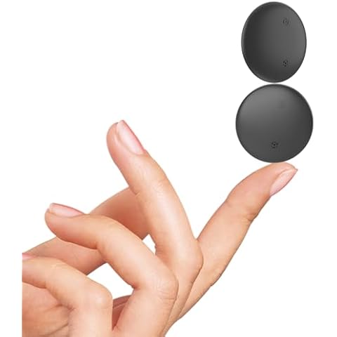 VODESON Ultra-Light & Mini Bluetooth Tracker, IP67 Waterproof, Keys/Luggage/Suitcases Finder, Compatible with Find My App (iOS), Replaceable Battery, 2-Pack, Black Cover