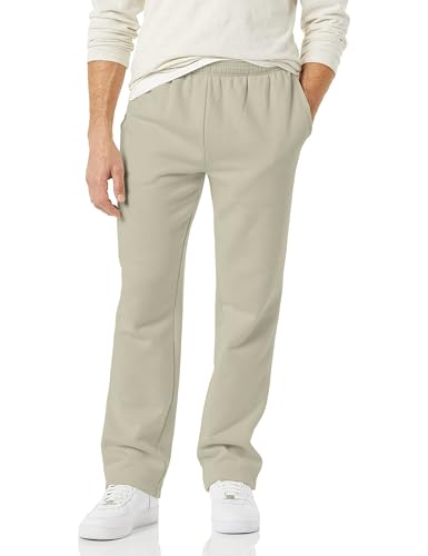 Amazon Essentials Pantalones Deportivos de Forro Polar con Parte Inferior Abierta (Disponibles en Tallas Grandes y Largos Especiales) Hombre, Blanco Roto, L