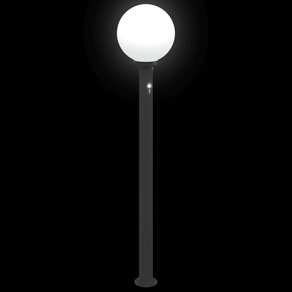 Lampada a colonna con sensore, 120 cm, nera, in acciaio inox, IP44, per esterni, con sensore di movimento PIR, angolo di rilevamento di 120° e diffusore per giardino, terrazza, illuminazione
