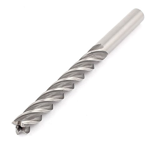 Image of uxcell 135mm Long 10mm Cutting Dia HSS-AL Straight Shank 4 Flutes End Mill