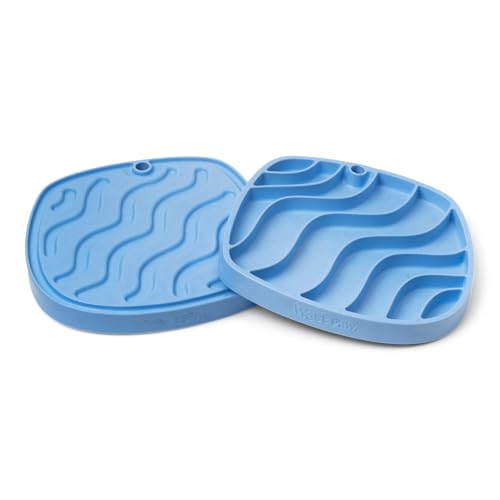 West Paw Seaflex Waves Feast Mat – All-in-One, Slow Feeder, Lick Mat – Encourages Foraging & Food Exploration - Engages Picky Eaters & Slow Feeding - Versatile – Easy to Clean, Non-Toxic - Periwinkle