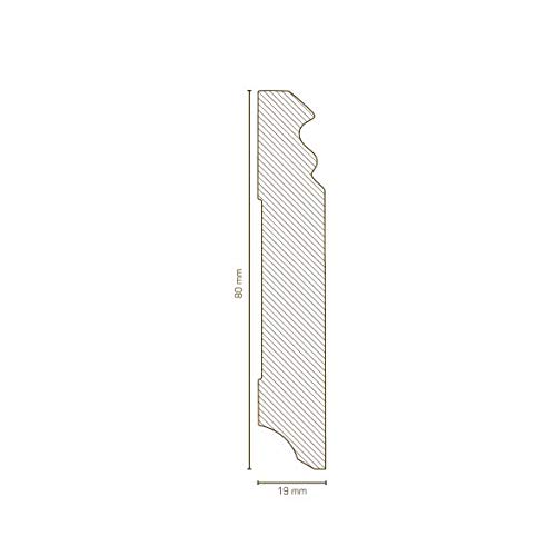PROVISTON listwa przypodłogowa z profilu berlińskiego, 19 x 80 x 2500 mm, rdzeń MDF, foliowany, kolor czarny, do klejenia, klipsów, wkręcania i gwoździ, listwa przypodłogowa PROVISTON 12,5 m | 5 sztuk