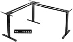 VIVO Electric Multi-Motor Height Adjustable Corner 3 Leg Standing Desk Frame, Frame Only, Sit Stand Ergonomic L Frame with Push Button Controller, Black, DESK-V123EB