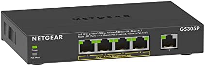 NETGEAR 5 Port PoE Switch GS305P | Network Switch | Ethernet Splitter | 4 x PoE @ 55W | Desktop or Wall Mount
