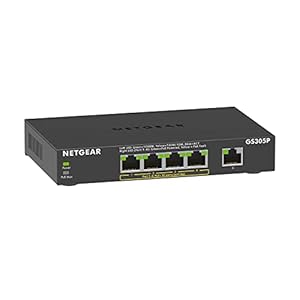 NETGEAR 5-Port Gigabit Ethernet Unmanaged PoE Switch (GS305P v2) – with 4 x PoE+ @ 63W, Desktop or Wall Mount