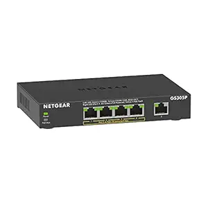 NETGEAR 5-Port Gigabit Ethernet Unmanaged PoE Switch (GS305P v2) - with 4 x PoE+ @ 63W, Desktop or Wall Mount