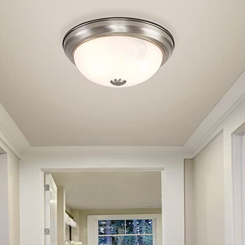 Yosemite Home Decor Jk101-11Sn 2-Light Flush Mount With Marble Glass Shade, Satin Nickel, 11-Inch #TOP5