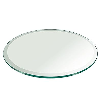 17" Inch Round Glass Table Top 3/8" Thick Tempered Beveled Edge by Fab Glass and Mirror