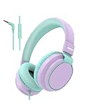Picture of MIDOLA Headphone Kids Volume Limited 85/110dB Wired Over-Ear/On-Ear Foldable Headset with Inline Cable AUX 3.5mm Cord Mic for Boy Girl Child PC Notebook Tablet Light Purple