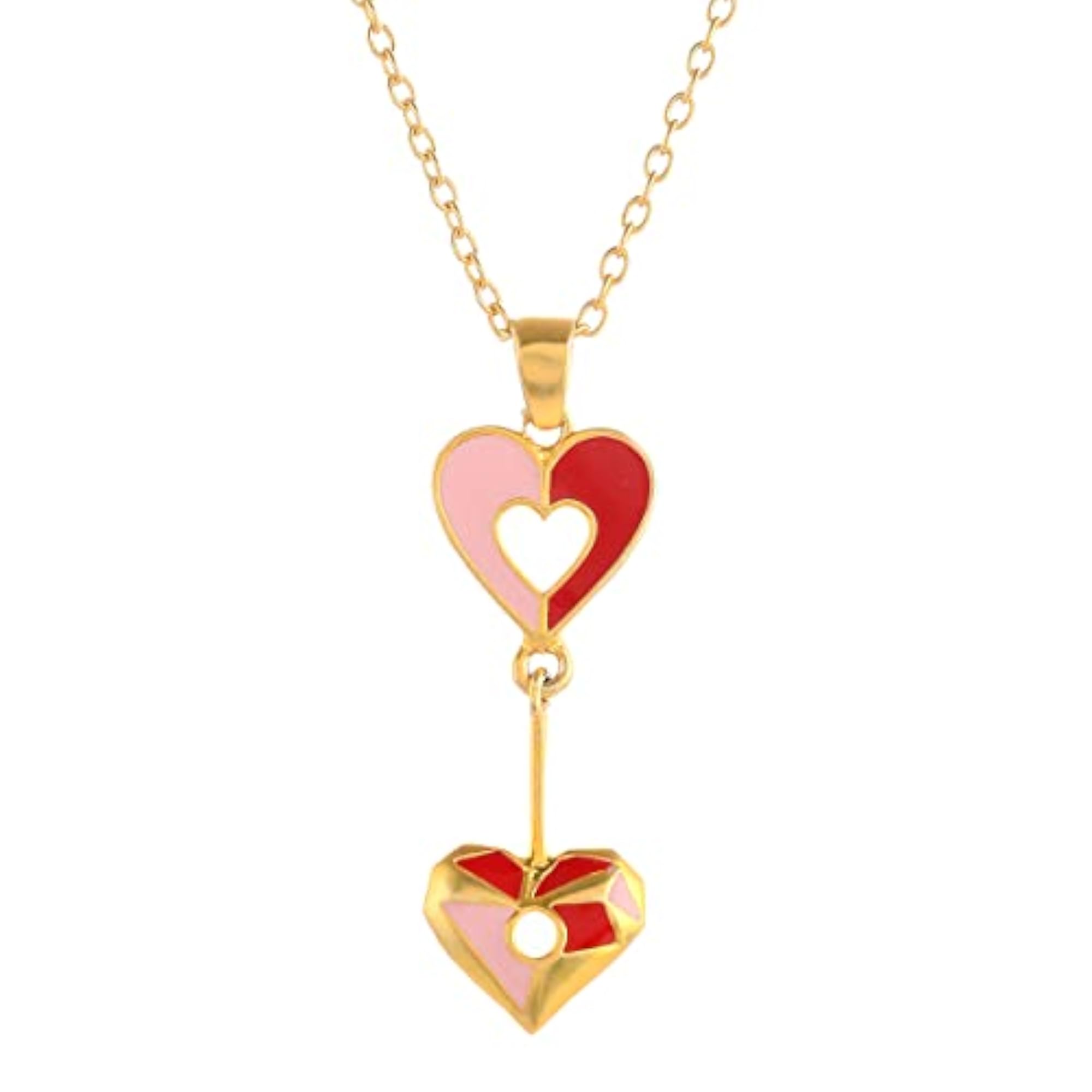 Enamelled Hearts Pendant Set