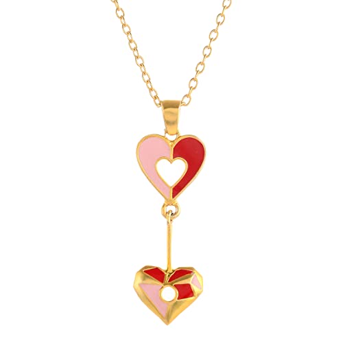 Enamelled Hearts Pendant Set