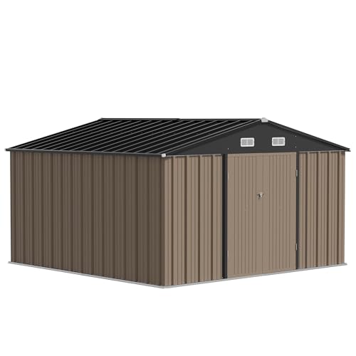 JUMMICO 10x10 FT Metal Outdoor Storage Shed,Waterproof Garden Tool Shed
