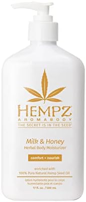 Hempz Milk & Honey Herbal Body Moisturizer with Jojoba Seed, Cocoa Butter, 17 oz. - Fragranced, Everyday Body Lotion with Agave Extract to Hydrate Sensitive Skin - Premium Skin Care Products