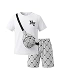PureChapter Boys Summer Outfits 3 Piece Set Short Sleeve T Shirt Shorts Crossbody Bag Kids Clothes Casual Vacation Outfits Teen Boys Fashion Size 5-15