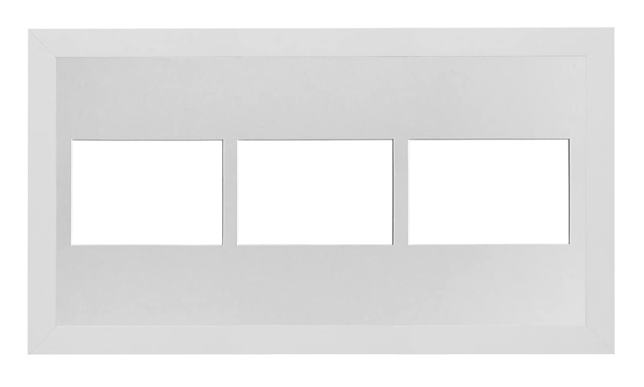 White Frame 20x10' Multi Aperture Picture Frame with White Mount to fit (3x) 6x4' Photos with Perspex Sheet - Wall Mountable Landscape or Portrait