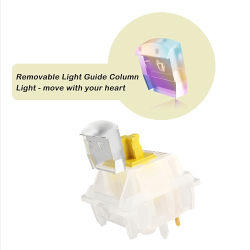 Image of Gateron Milky Yellow Pro V3 Keyboard Switches,Pre-lubed 5-Pin Linear Switches with Light Guide Pole for MX Mechanical Gaming Keyboard(Milky Yellow Pro V3,10Pcs)