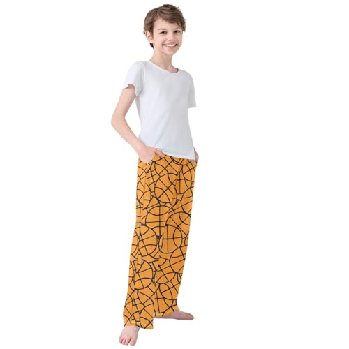 Boy's Pants Basketball Ball Doodle Pattern Jogger Pants Elastic Waist Long Bottoms Trousers with Pockets 6-14 Years 5