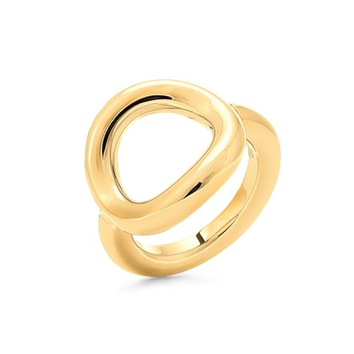 Folli Follie Women's Ring Stainless Steel Gold Size 2 (1R17T011Y), Metal, No Gemstone