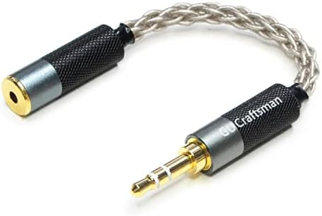 GUCraftsman 3.5mm Stereo Male to 2.5mm Balanced Female Portable Headphone Adapter Cable 6N Single Crystal Silver Headphone Jack Convert Cable for Audio Players with 3.5mm Ports