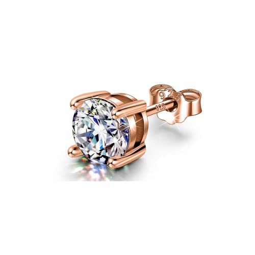 Image of HIGHSPARK 925 Silver Men's Round Solitaire Stud Earring | 92.5 Sterling Silver and Diamond like Brilliance Sparkling Zirconia | Single Stud for Men | Lovely Gift