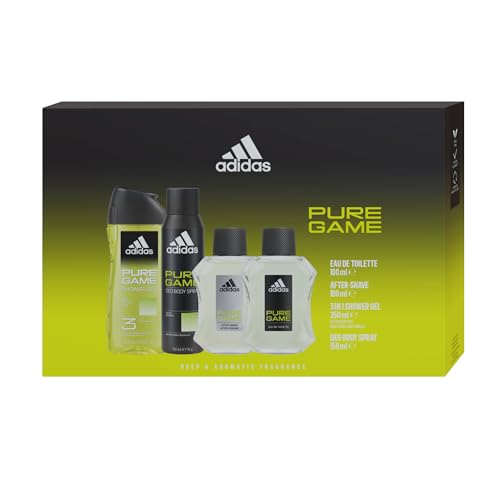 Adidas Pure Game Eau de Toilette, 100 ml, Body Spray 150 ml & Shower Gel 250 ml & After Shave 100 ml