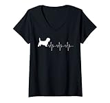 donna petit basset griffon vendéen razza di cane maglietta con collo a v