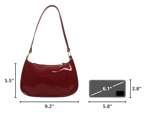 Image of Patent Leather Clutch Purse Shiny Evening Handbags for Women Armpit Shoulder Bag MINI Hobos