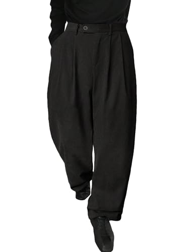 Floerns Men's Slant Pocket Tailored Pants Work Office Fold Pleated