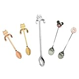 Little Teaspoons Cute Cat Stainless Steel Coffee Spoon Multi-functional Kitchen Tools Set 4PCS