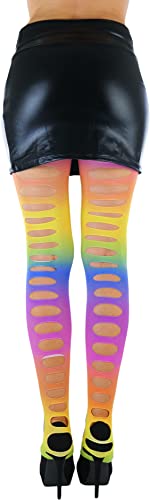 Image of ToBeInStyle Women's Slashed Ripped Shredded Distressed Hosiery Tights Leggings Music Festival