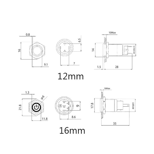 Interrupteur LED RGB 12mm étanche pour l'éclairage auto - 2