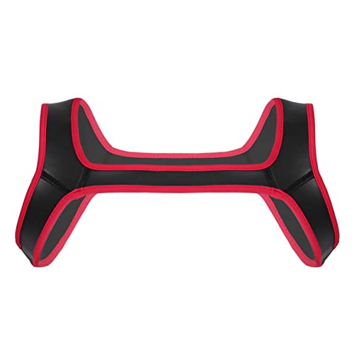 MSemis Homme Corps de Poitrine Neoprène Harnais Épaule Sports Muscle Corps Fitness Maillot de Corps Élastique Lingerie Ouverte Costume Club M-XL Rouge M