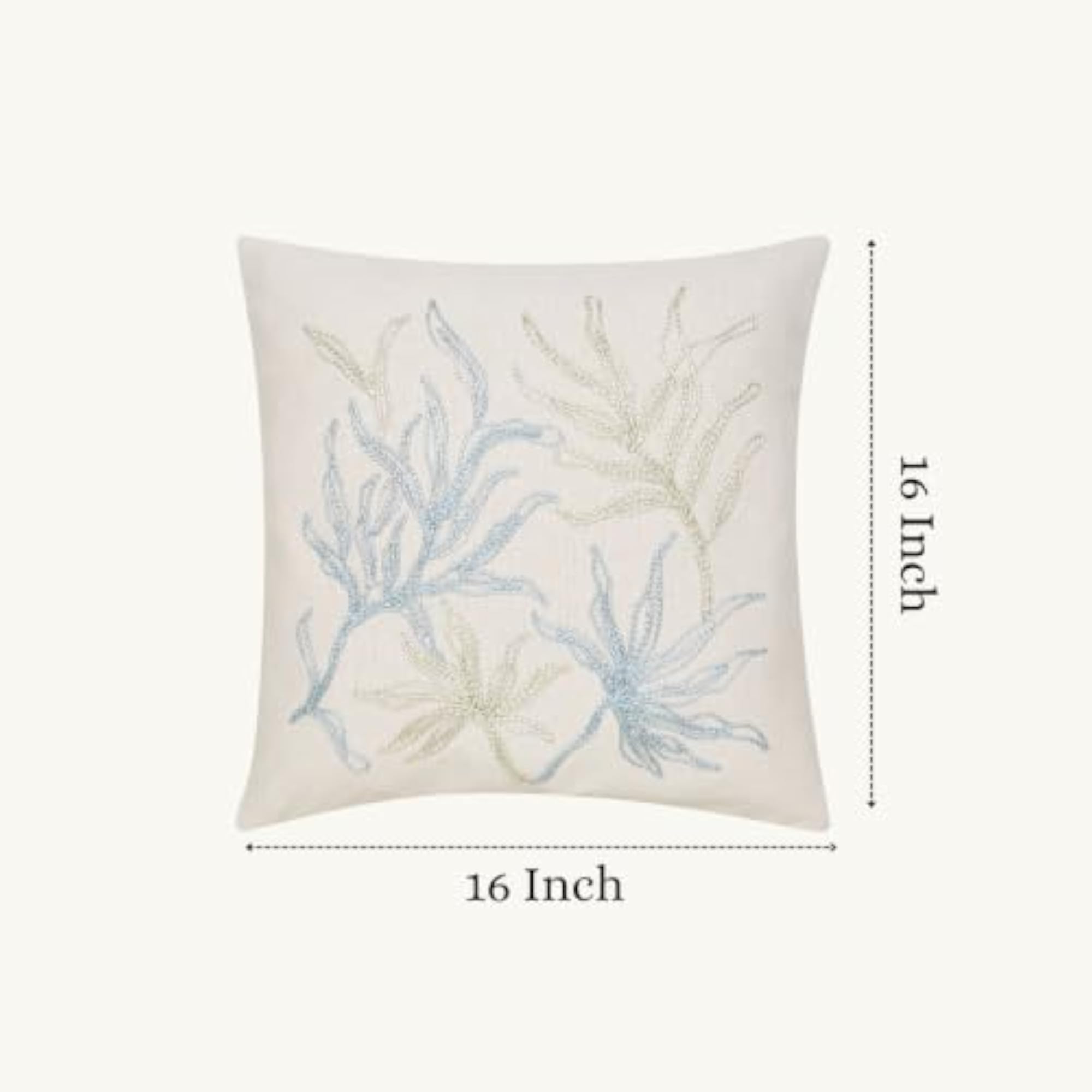 Off White Botanical Embroidered Cushion Cover Set of 2