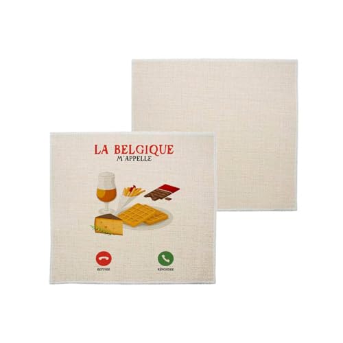 sous Verre en Lin - La Belgique m'appelle Voyage Culture Gastronomie - 1 unité (100 x 100 mm)
