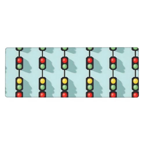 Tapis de bureau avec bords cousus anti-effilochage et motif feux de signalisation